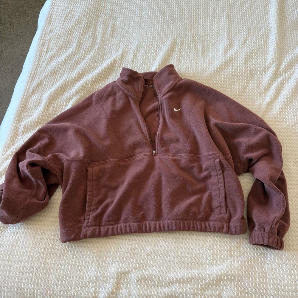 Nike Brown Half-Zip Fleece Pullover Size Large